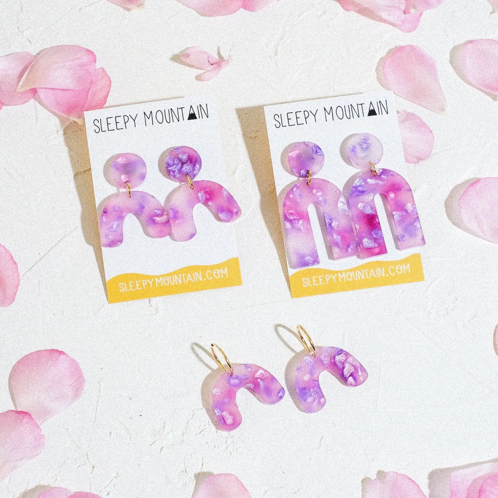 Mini Arch Earrings Petals Collection - Purple Haze