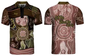 NAIDOC 2022 - Polo Shirt Adults - Design 1 Olive/Brown