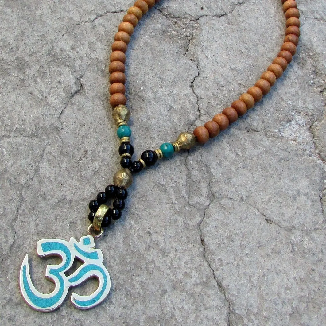 Om, Sandalwood 108 Bead Mala Necklace *Final Sale*