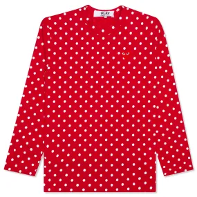 Polka Dot L/S T-Shirt - Red