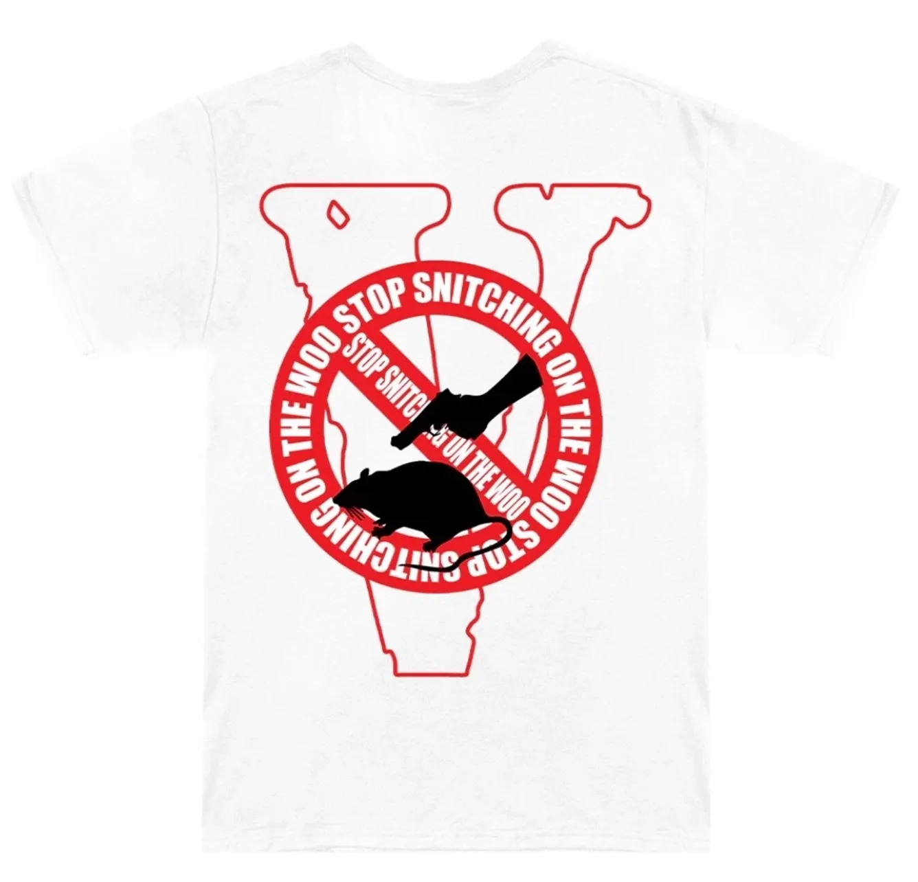 Pop Smoke x Vlone Stop Snitching T-shirt White/Red