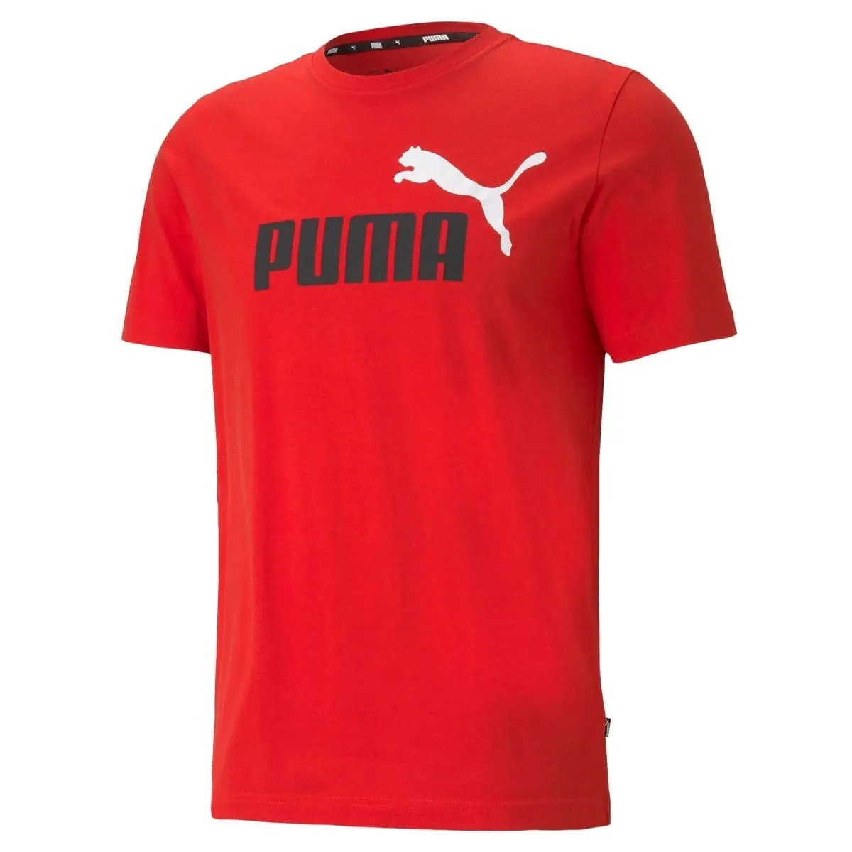 PUMA MEN'S ESSENTIALS  2 COLOUR LOGO RED TEE