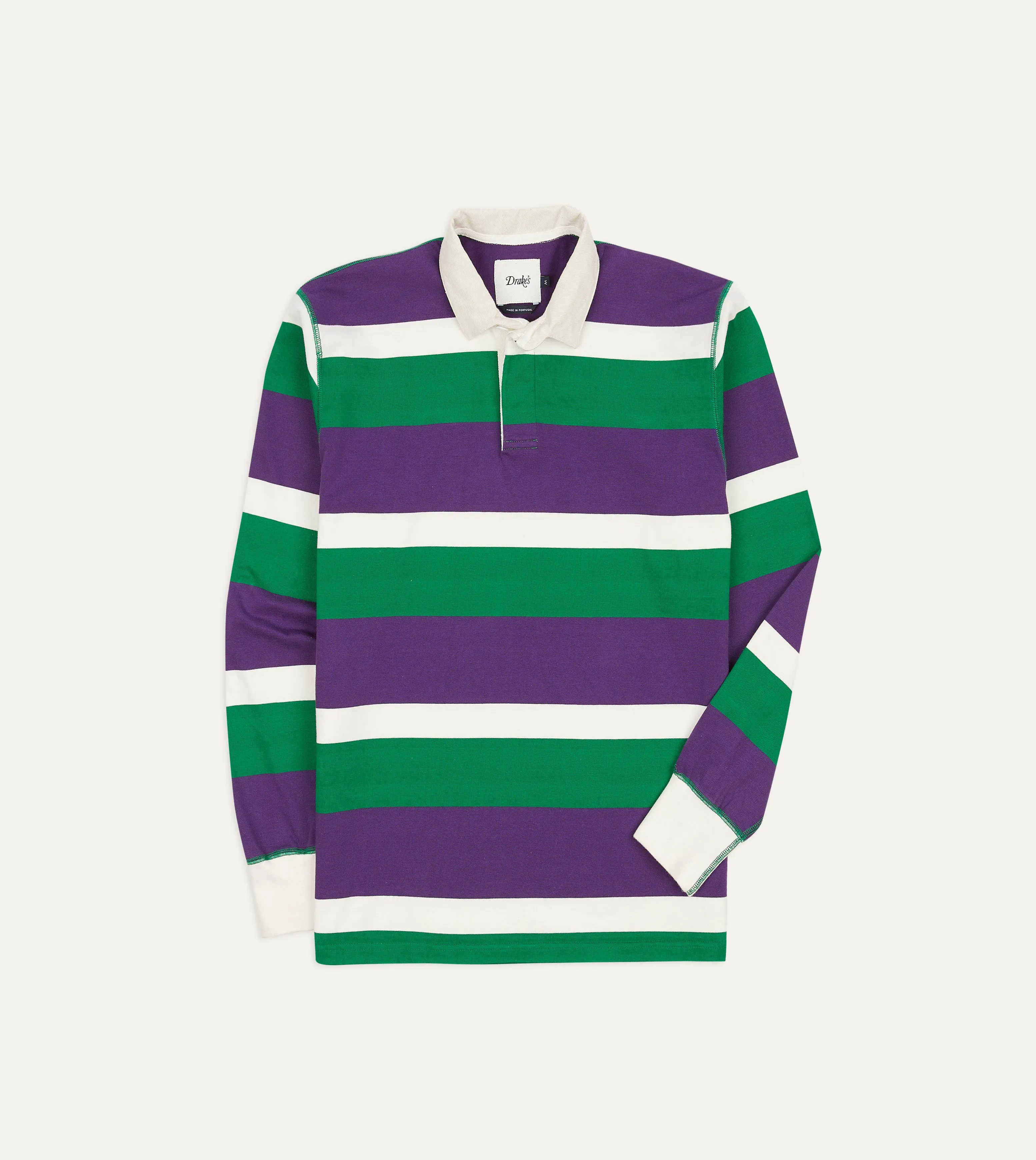 Purple, Green and White Stripe Cotton Rugby Shirt