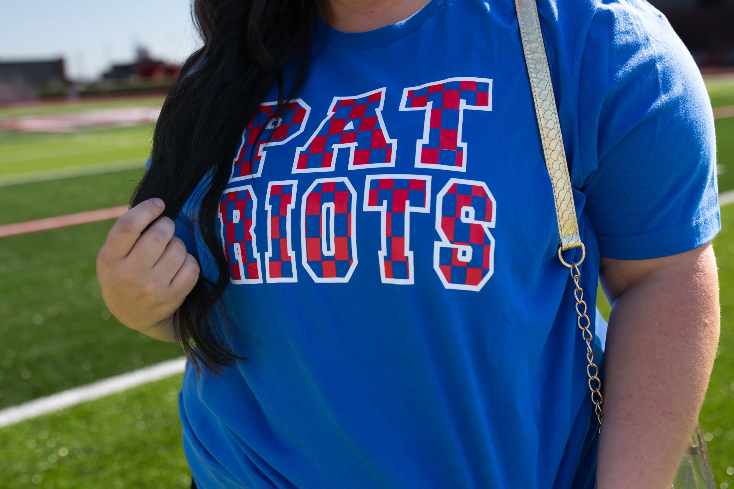 "Checkered Patriots" Red, White & Blue Graphic Tee