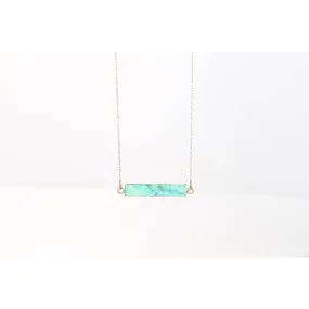 Raw Green Turquoise Bar Necklace • Minimalist Dainty Jewelry • December Birthstone • Something Blue • Perfect Simple Bridesmaid Gift