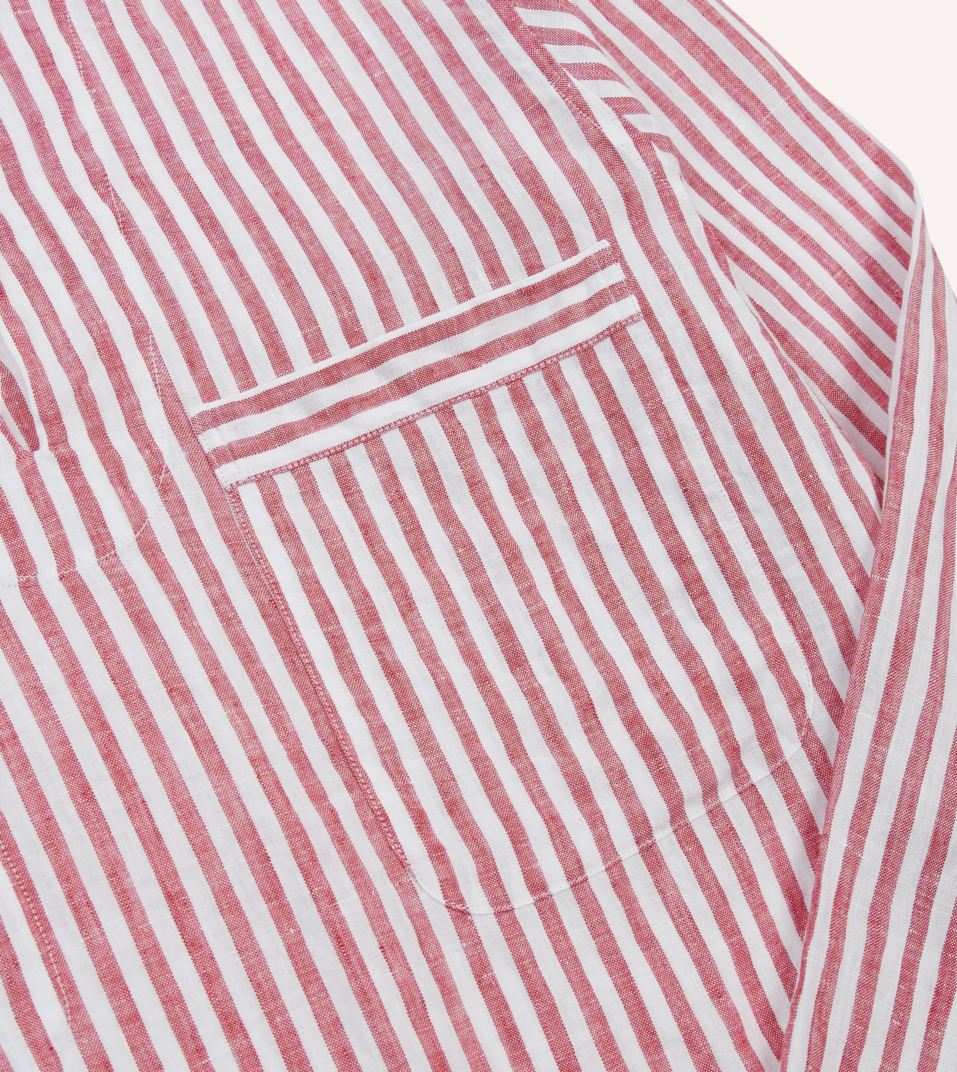 Red Stripe Linen Smock Shirt