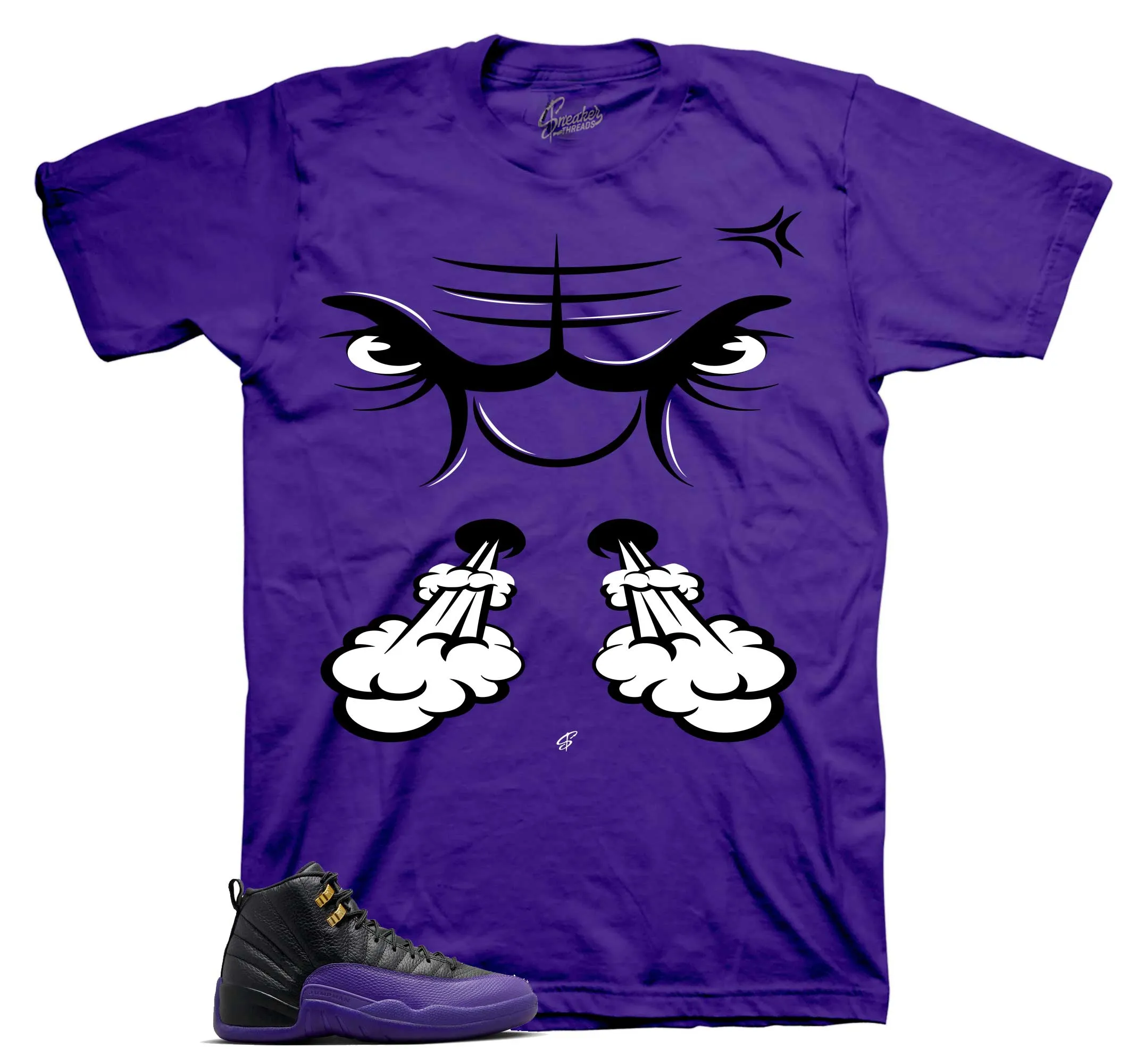 Retro 12 Field Purple Shirt - Raging Face - Purple