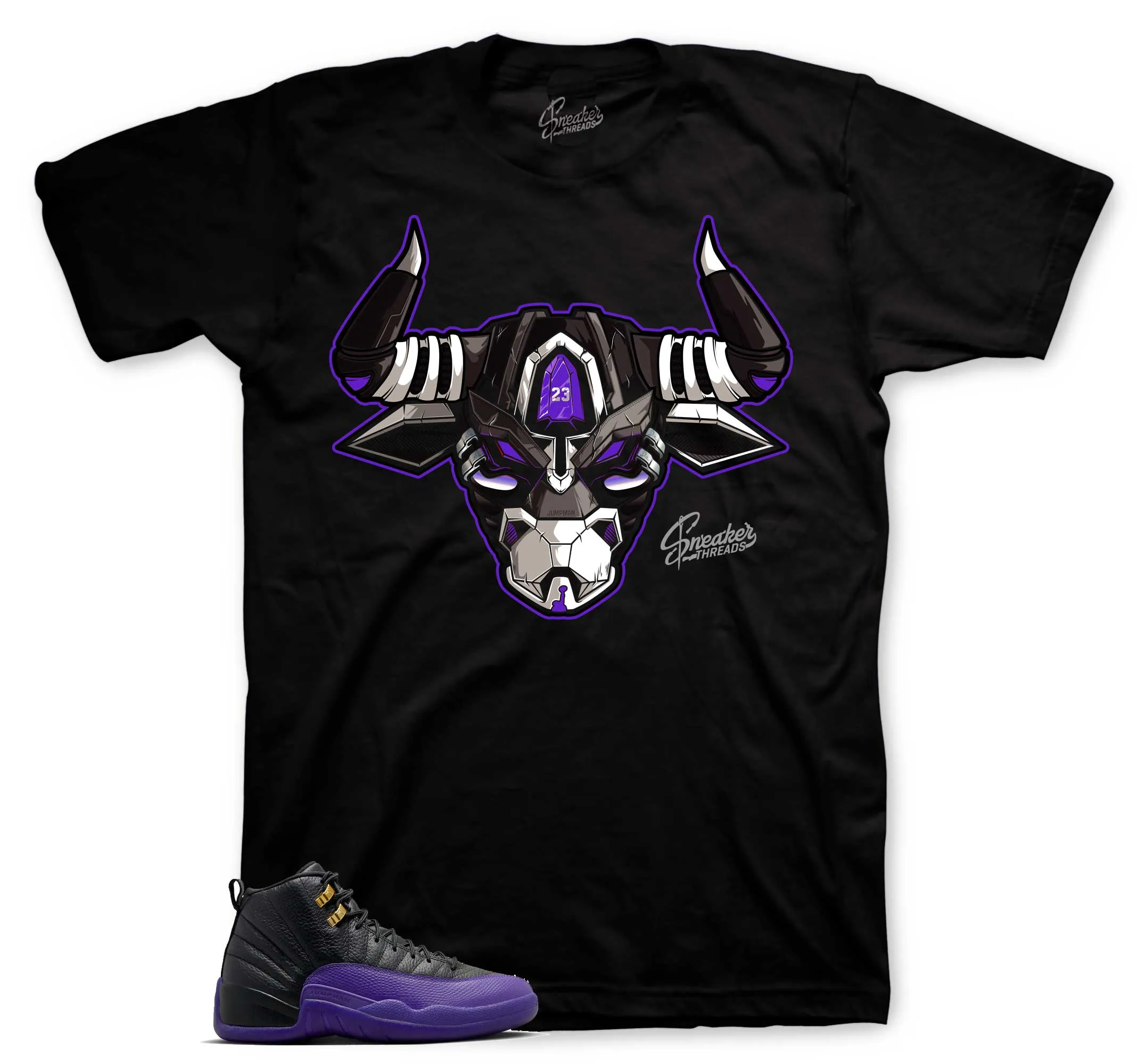 Retro 12 Field Purple Shirt - War Bully - Black