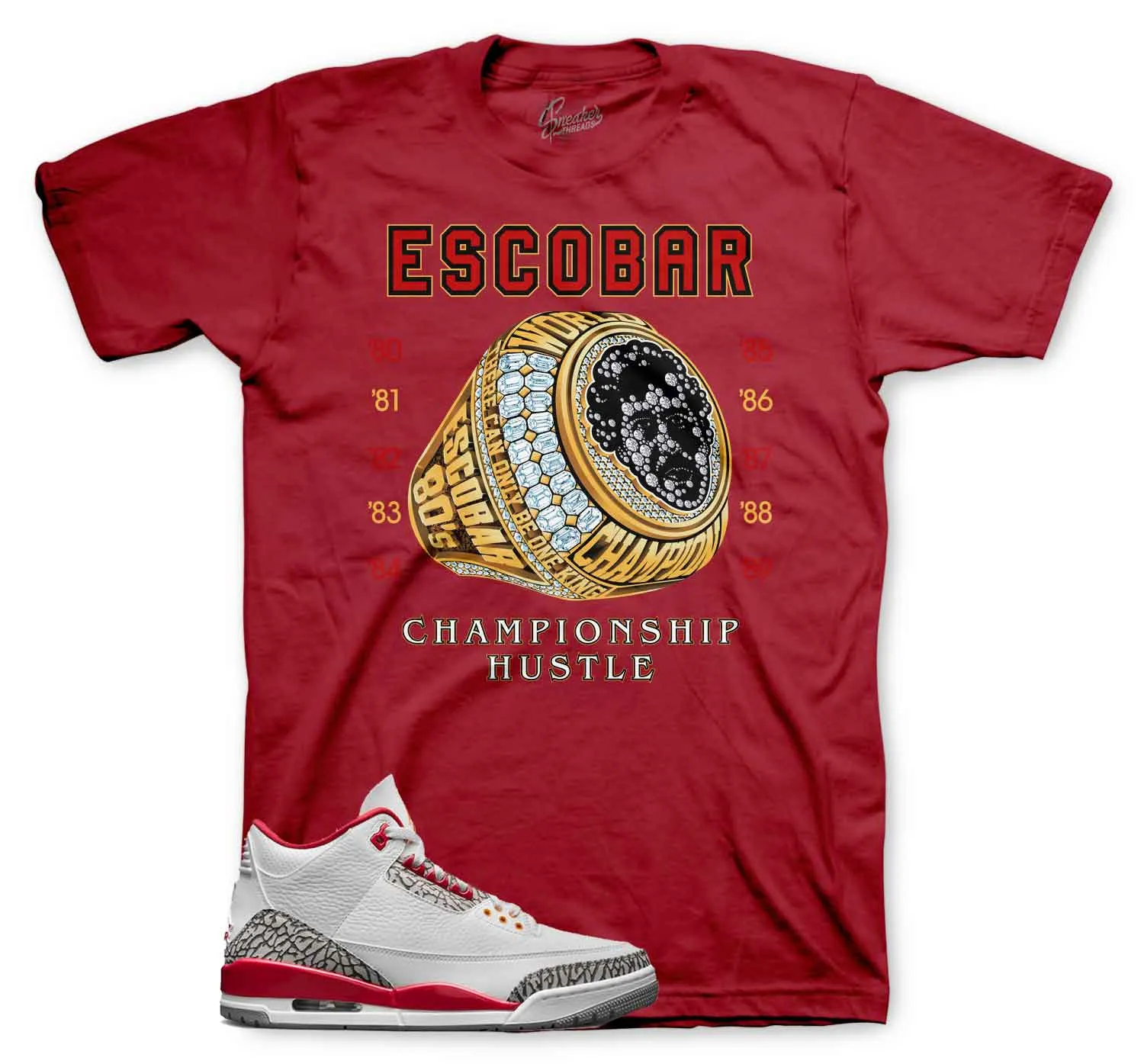 Retro 3 Cardinal Red Champ Hustle Shirt