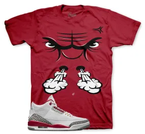 Retro 3 Cardinal Red Raging Face Shirt