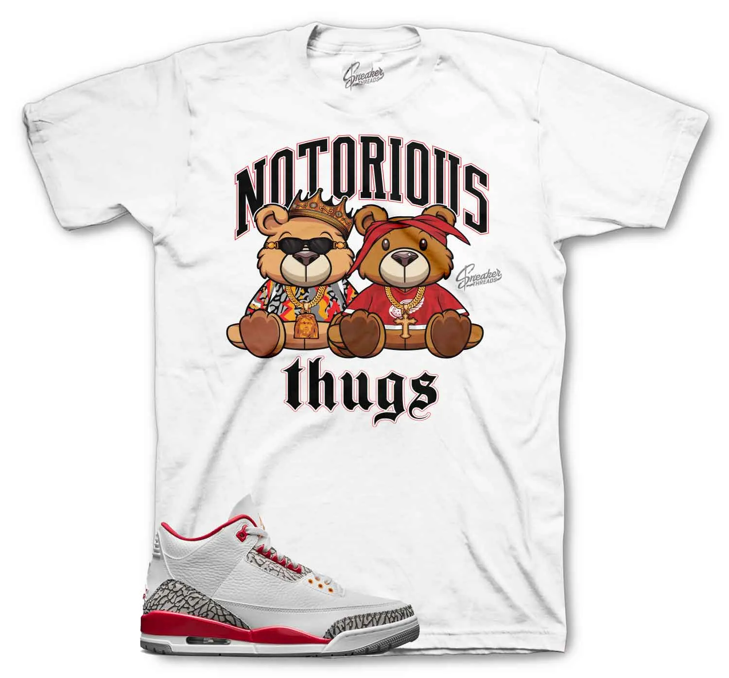 Retro 3 Cardinal Red Thug Bears Sneaker Shirt