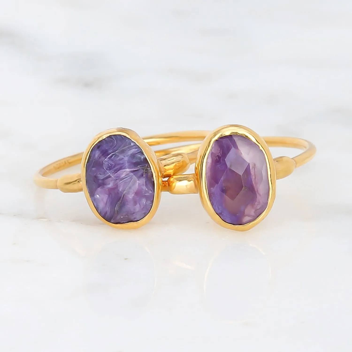 Rosecut Charoite Ring