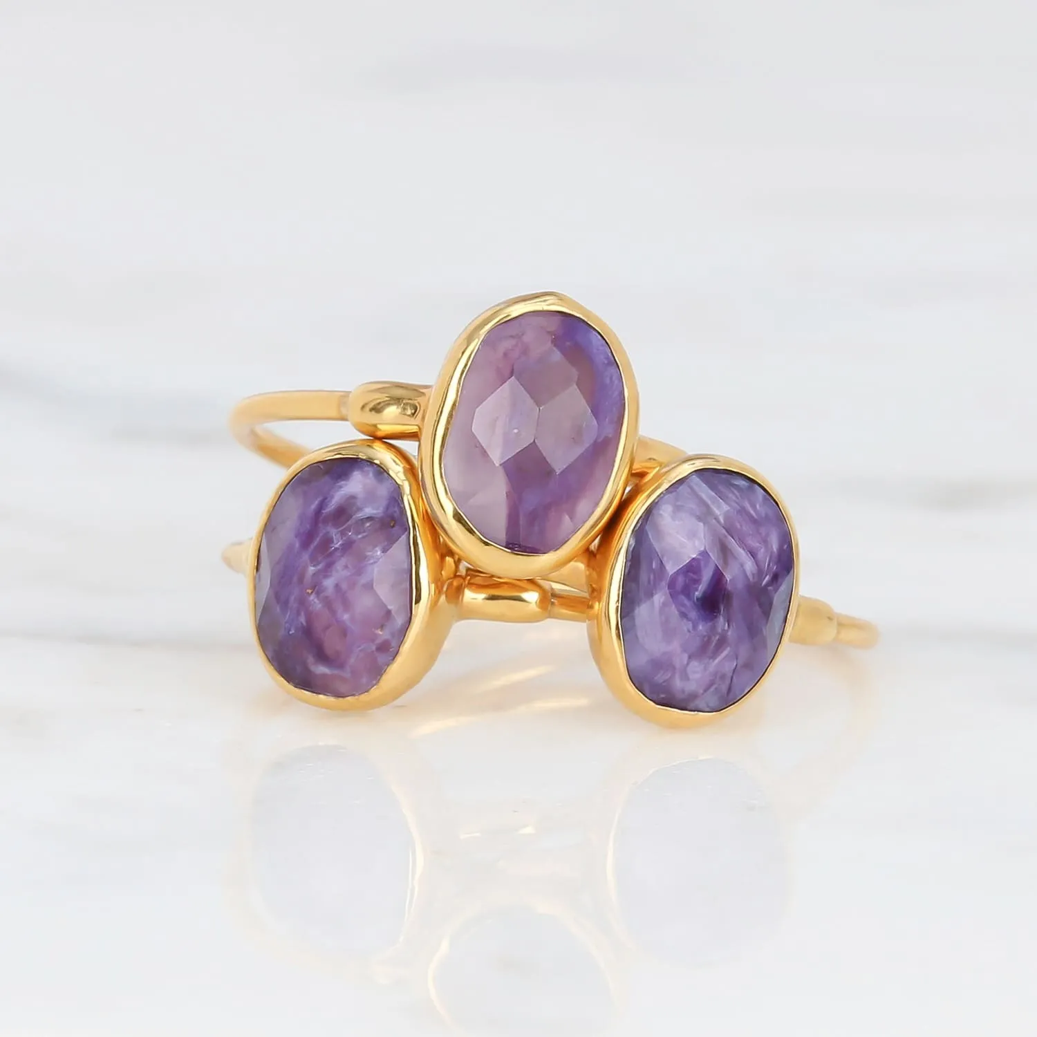 Rosecut Charoite Ring