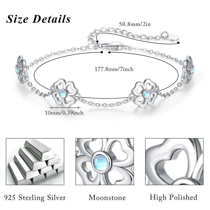 S925 Sterling Silver Moonstone Leaf BraceletOlive Leaf Jewelry for Women Girls Mother Mom Wife Moonstone Bracelet Jewelry Gift