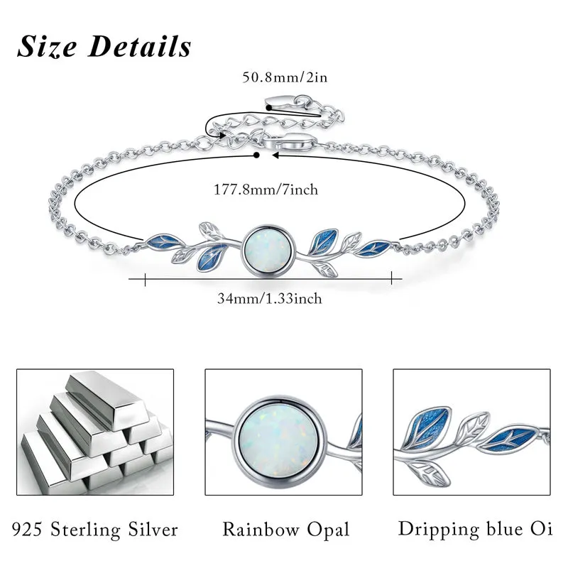 S925 Sterling Silver Moonstone Leaf BraceletOlive Leaf Jewelry for Women Girls Mother Mom Wife Moonstone Bracelet Jewelry Gift