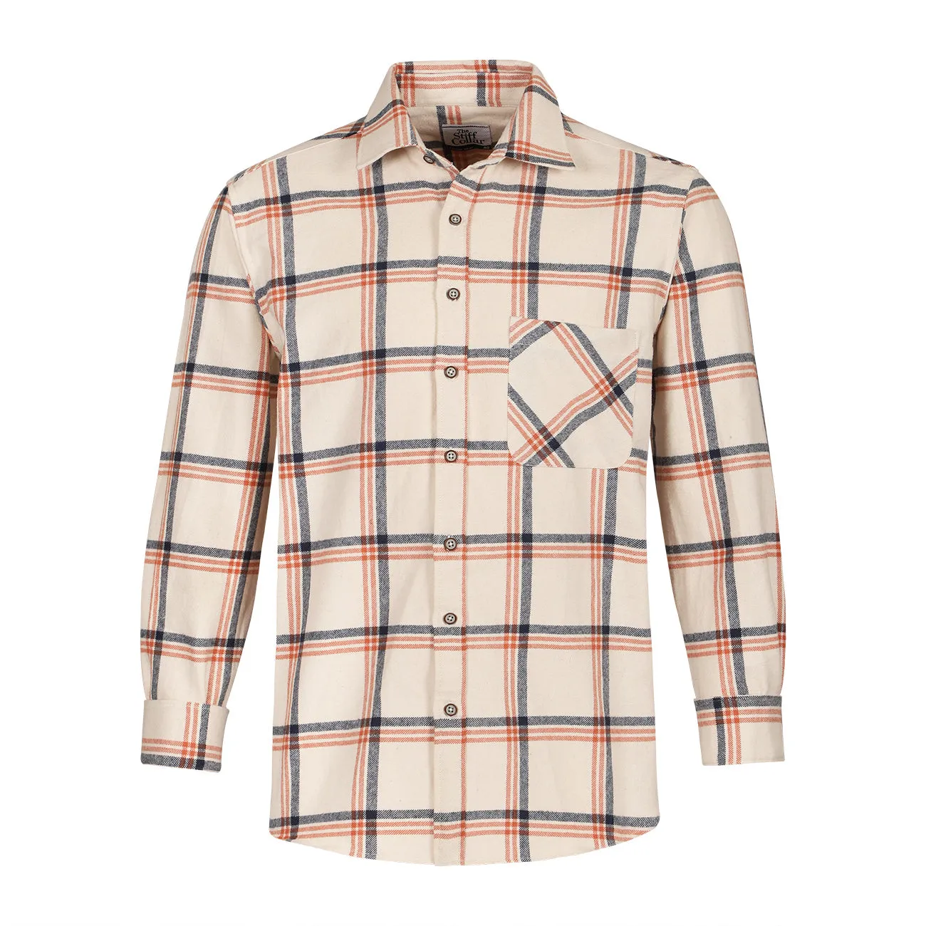 Seashell Cream Check Flannel Regular Fit Casual Shirt