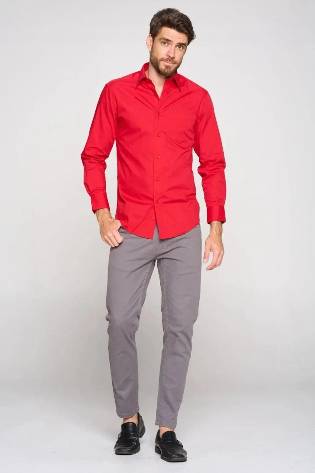 Show Off Long Sleeve Cuban Shirt - Red