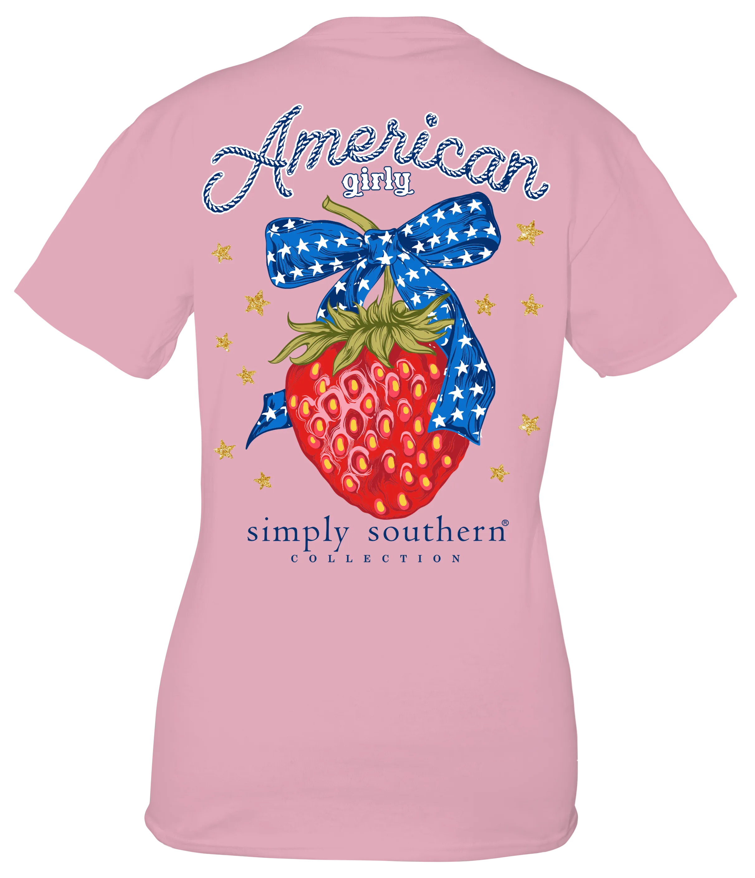 Simply Southern American Girly Strawberry Patriotic T-Shirt