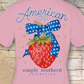 Simply Southern American Girly Strawberry Patriotic T-Shirt