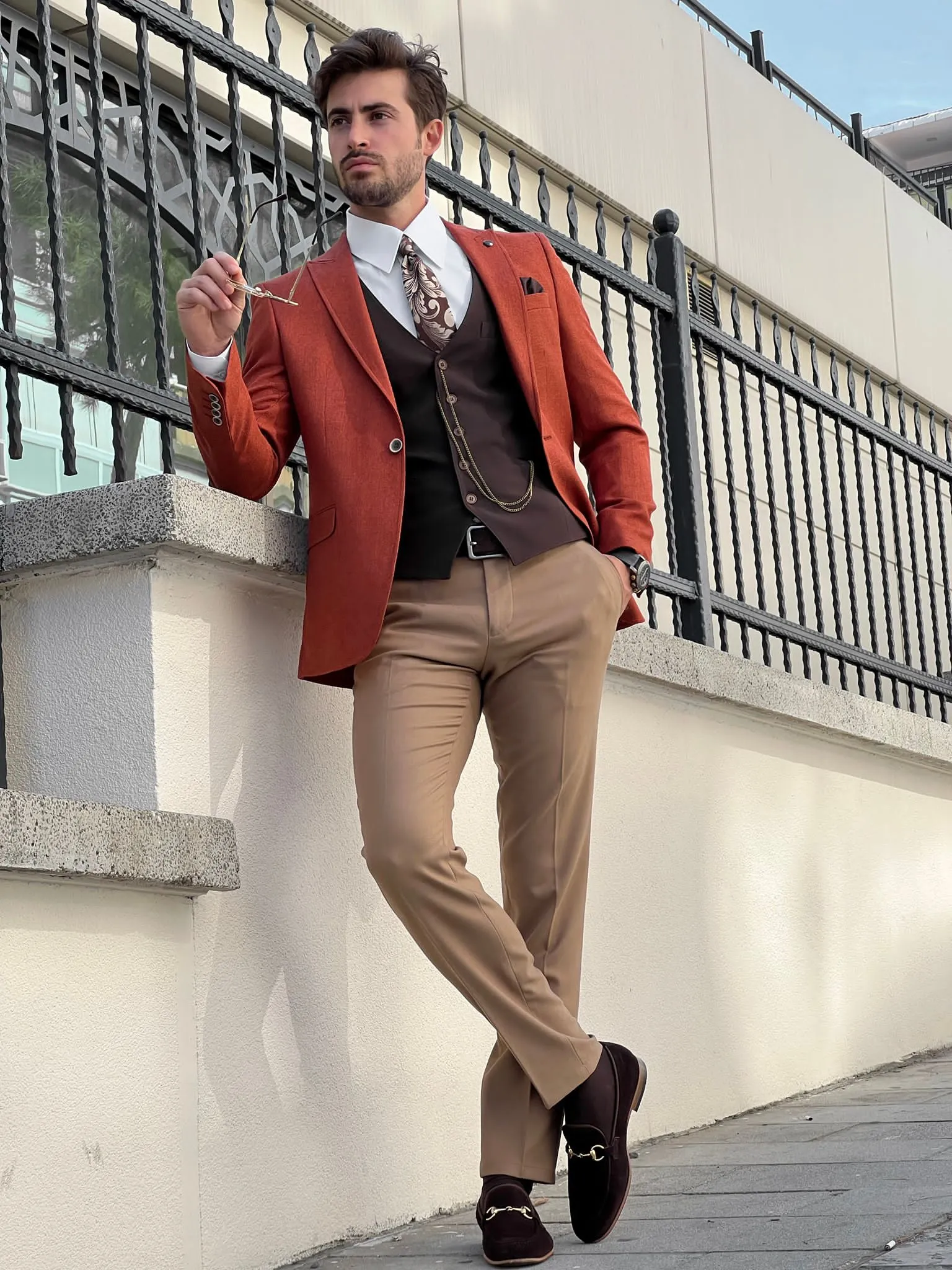 Slim Fit Nikkei Tile Suit