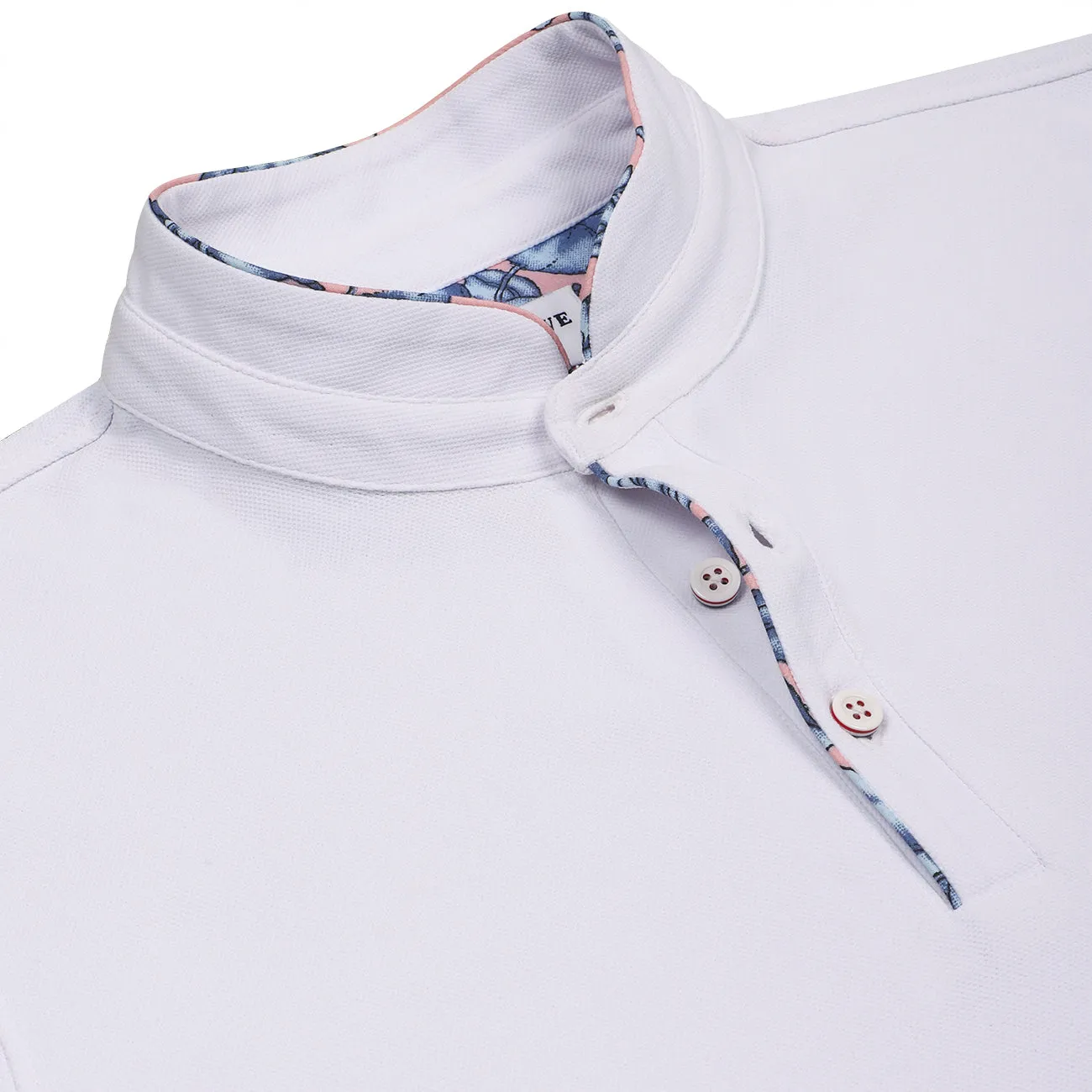 Soft Cotton Rich Milky White Polo T-shirt with Mandarin Collar