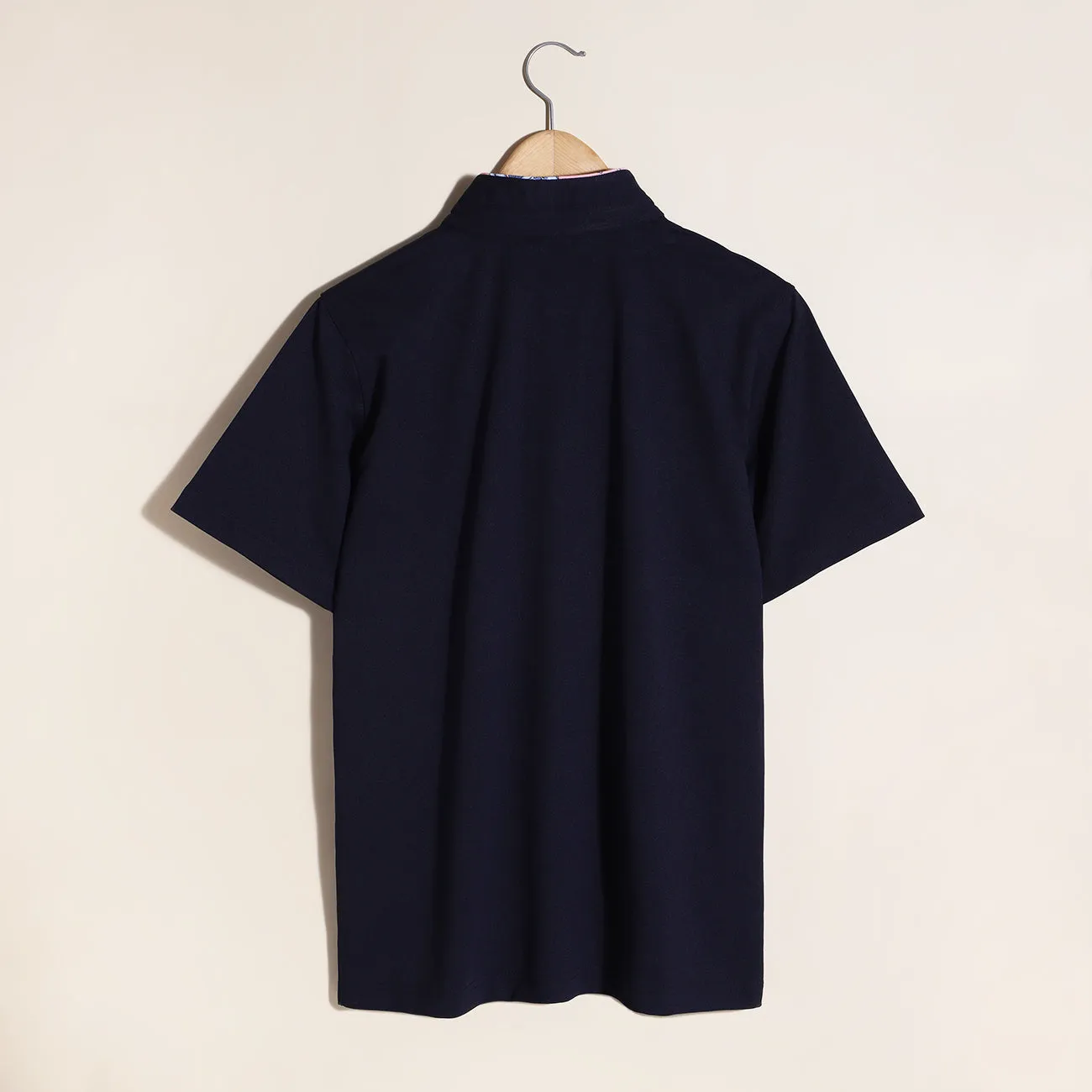 Soft Cotton Rich Navy Mandarin Collar Premium T-shirt