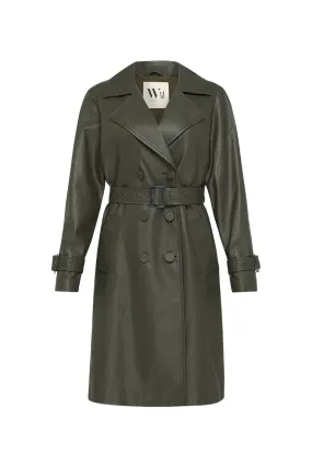 Soho Slouch Leather Trench Bottlebush Green Leather