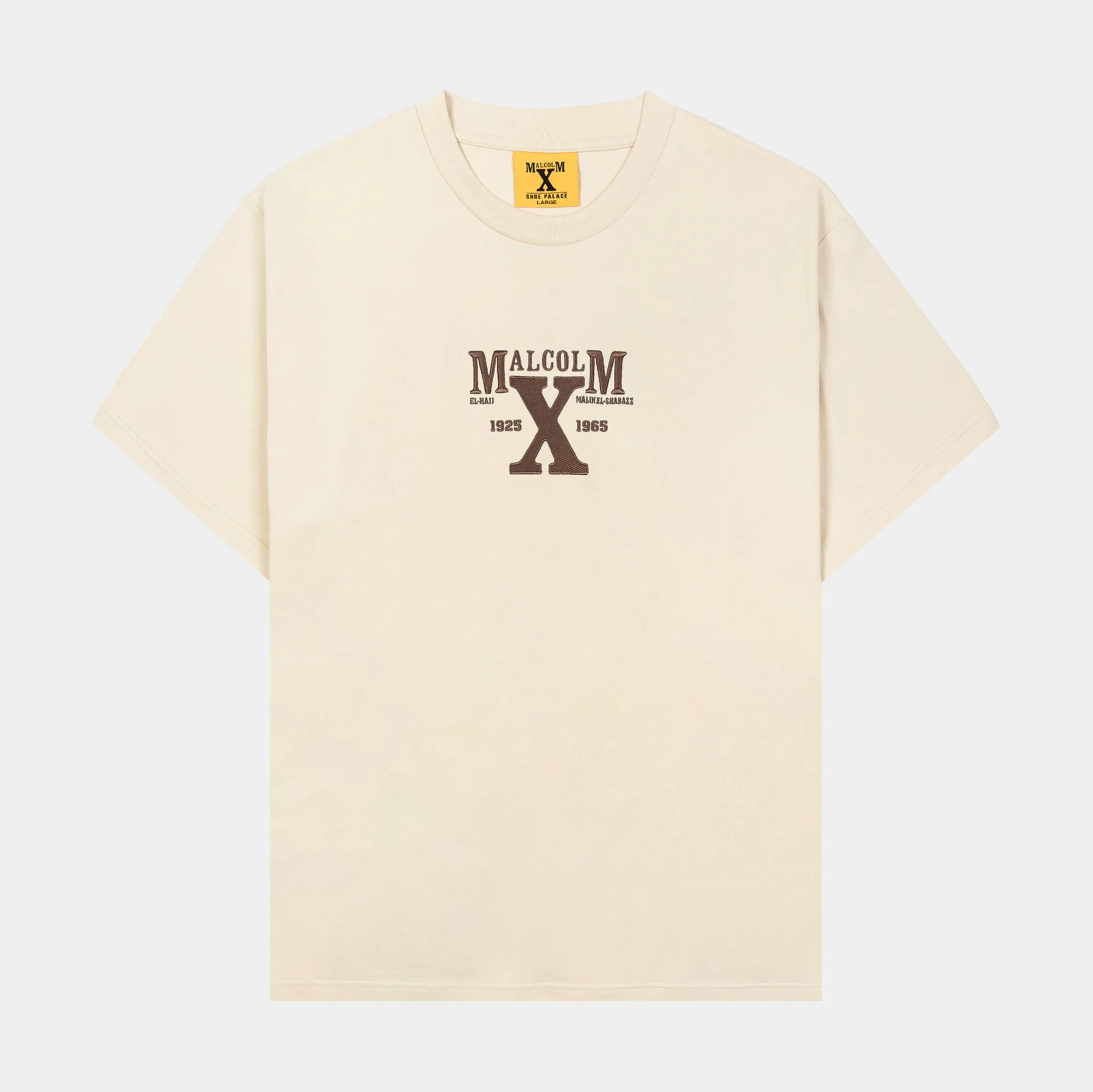 Stylish SP x Malcolm X Limited Edition Mens Short Sleeve Shirt - Beige and Brown