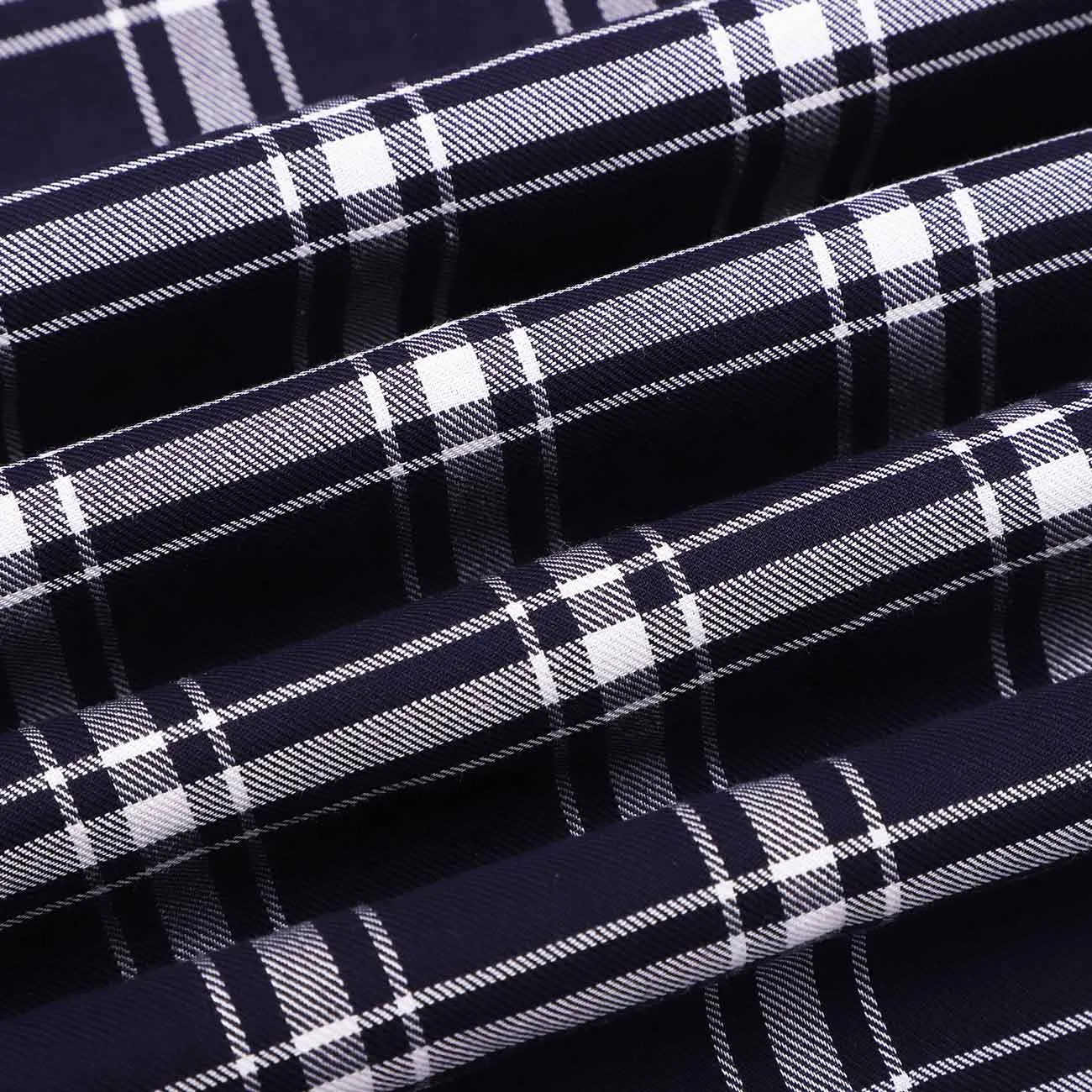 Space Navy Tartan Checks Half Sleeves Giza Cotton Shirt