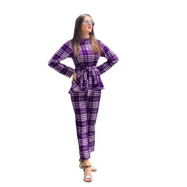 Stylish 2pc cheque Shirt With cheque Trouser For Women