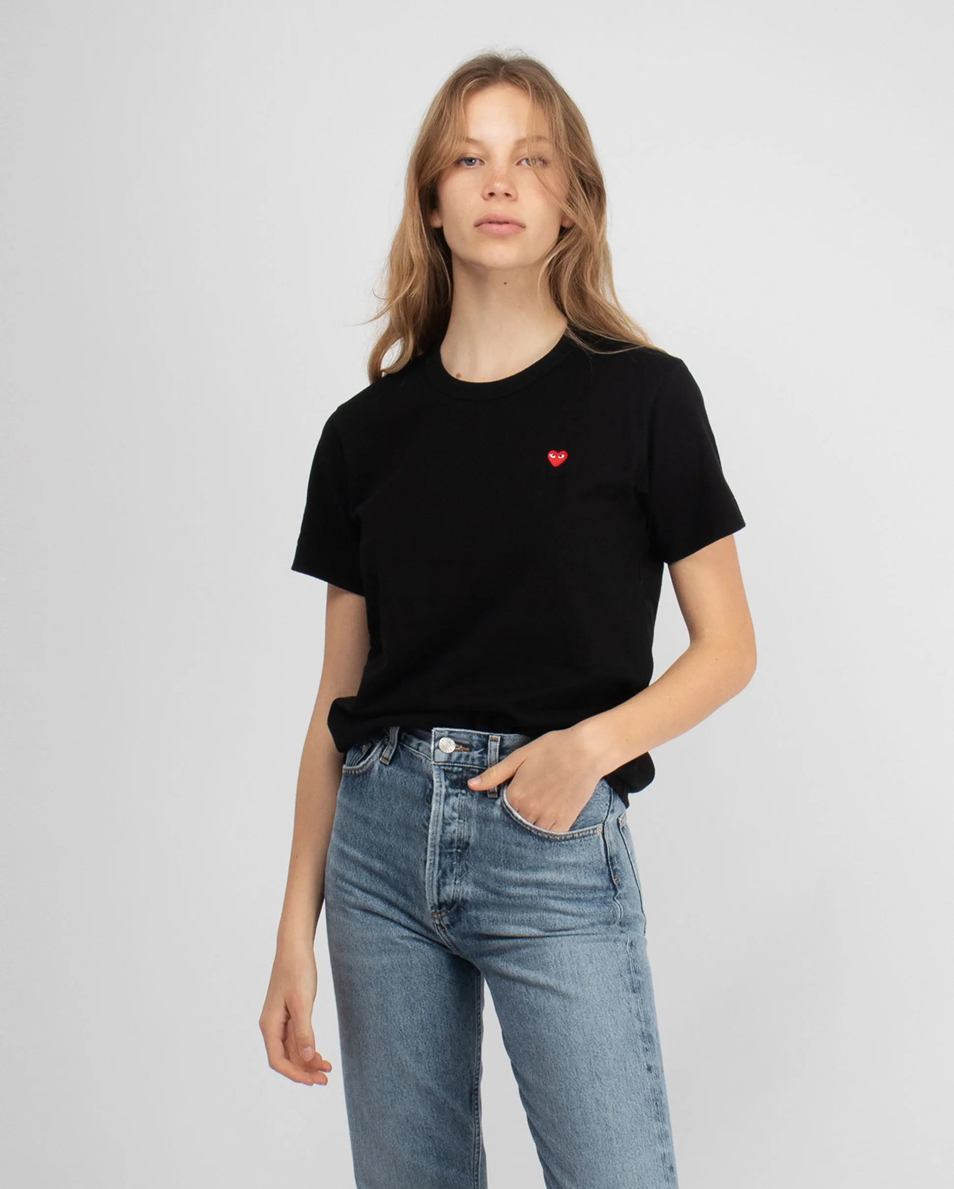 T303 MINI RED HEART T-SHIRT / BLACK