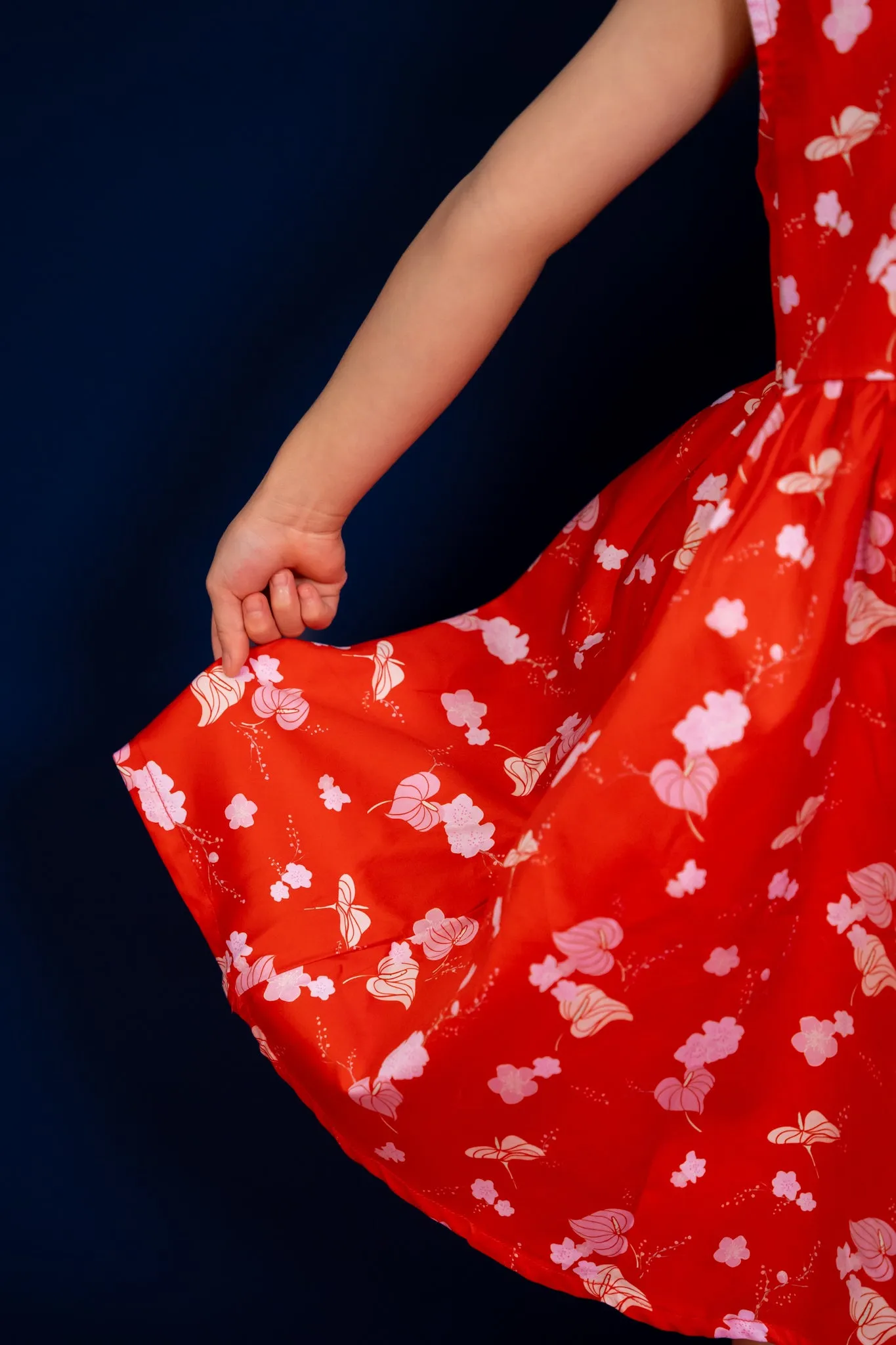 Twirly Cheongsam - Red Blossom Lily