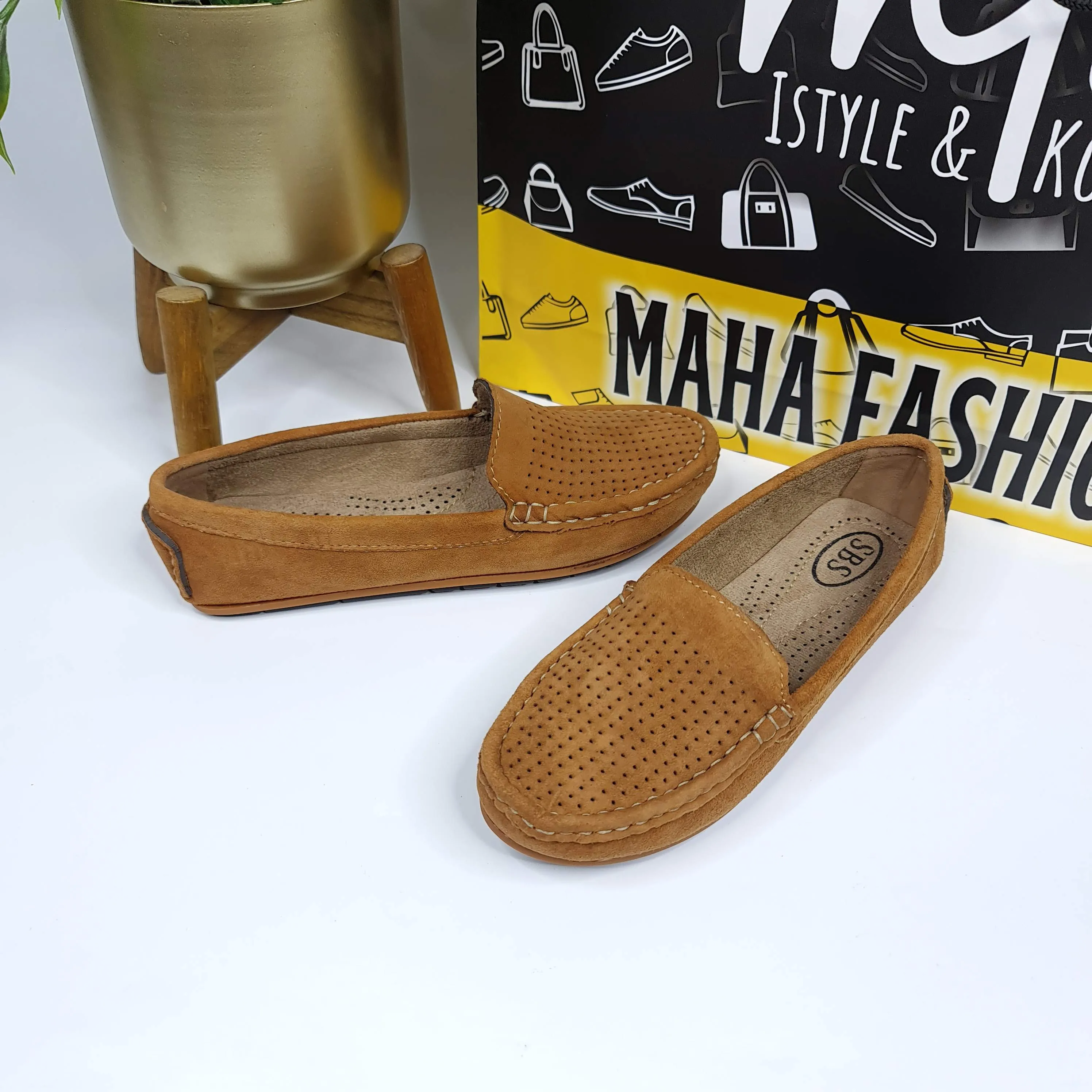 Vector Cut Leather Moccasins