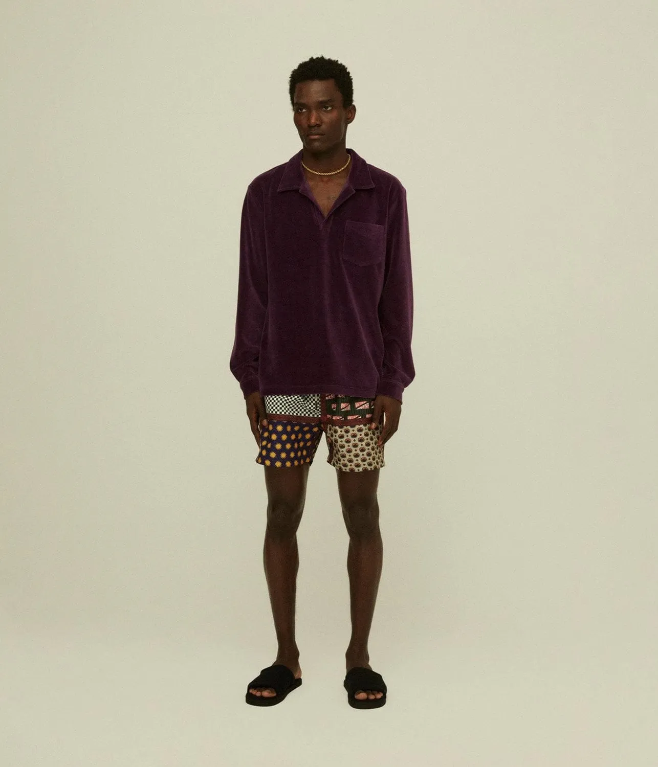 VELOUR LONG SLEEVE SHIRT- DANDY PURPLE