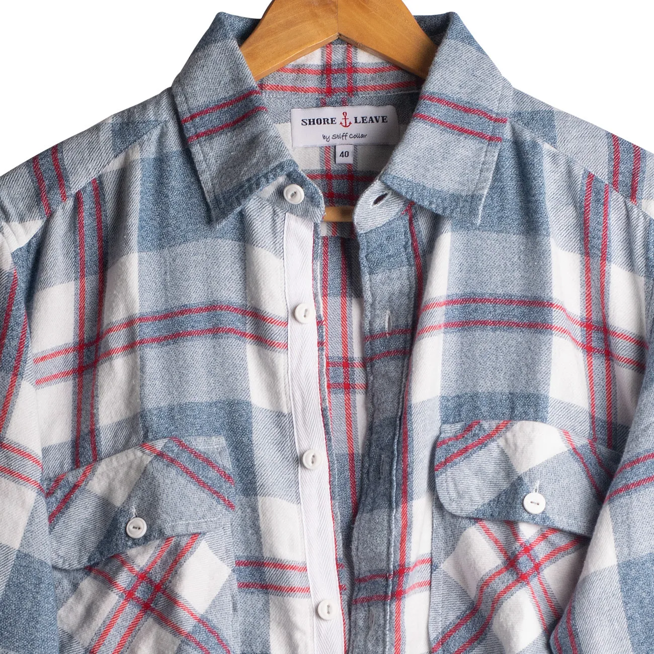 White Grey Check Enzyme Washed Shirt