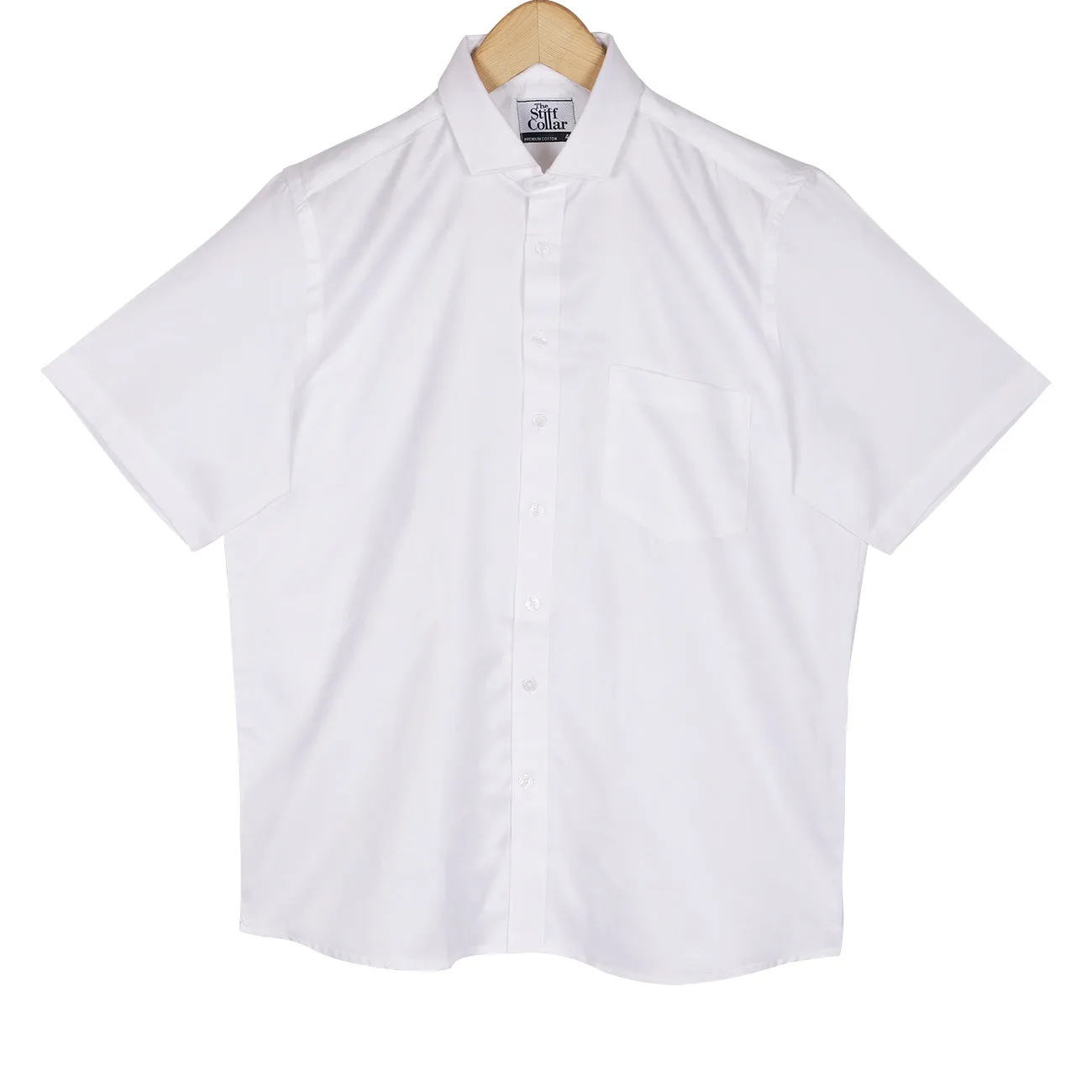 White Herringbone Half Sleeve Giza Cotton Shirt