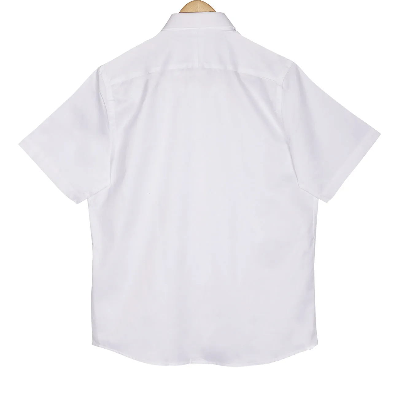 White Herringbone Half Sleeve Giza Cotton Shirt