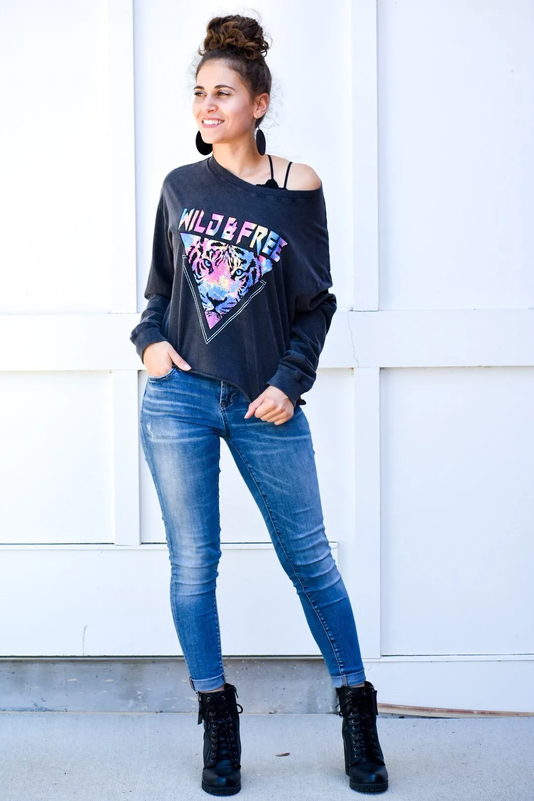 Wild and Free Multi Color Graphic Sweatshirt