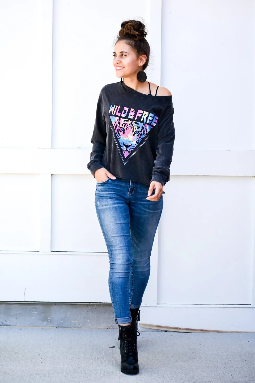 Wild and Free Multi Color Graphic Sweatshirt