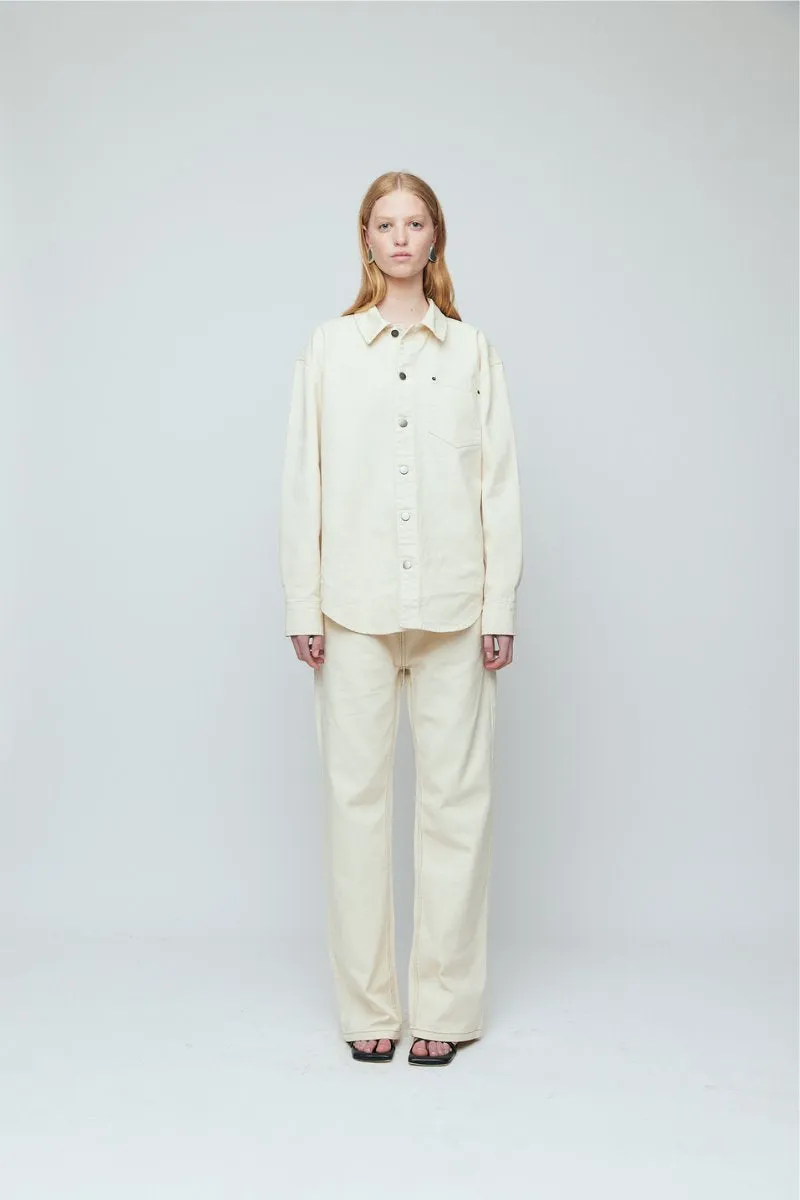 WOMEN DENIM SHIRT-IVORY