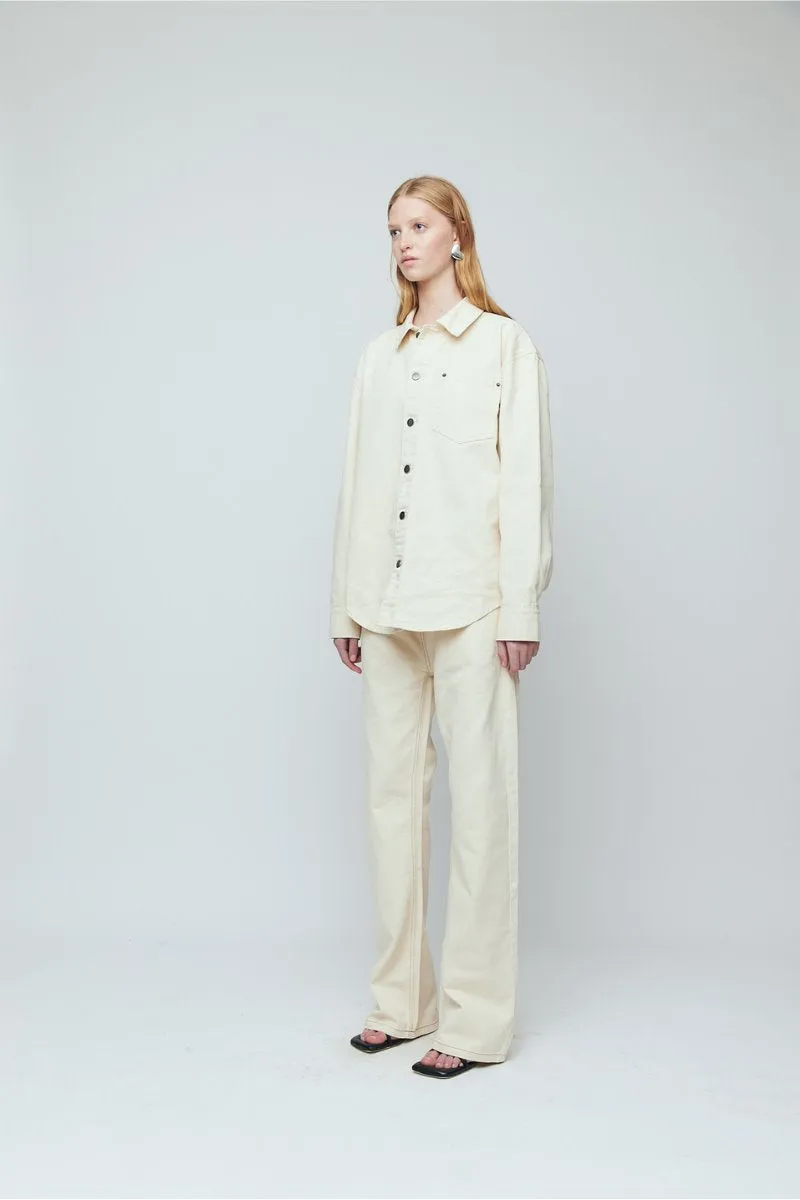 WOMEN DENIM SHIRT-IVORY