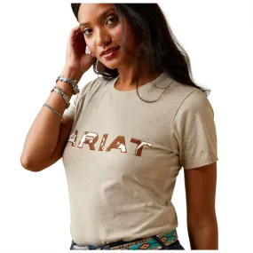 Women's Ariat Cowhide Short Sleeve Tee - Oatmeal Heather