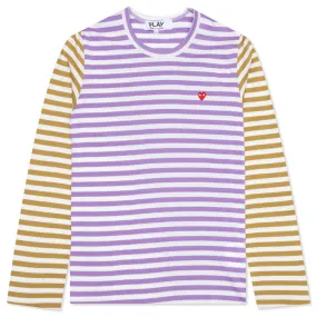 Women's Bi-Color Stripe T-Shirt - Purple/Olive