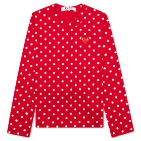 Women's Polka Dot L/S T-Shirt - Red