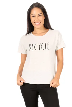 Women's "RECYCLE" Short Sleeve Shirttail Hem T-Shirt