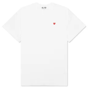 Women's Small Red Heart T-Shirt - White